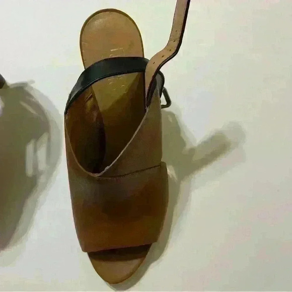 Franco Sarto Quatrain Cross Strap Slingback Heel Brown 9M brown leather hight - Picture 9 of 11